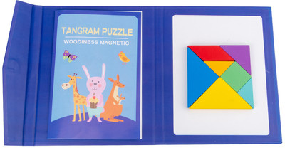 BHVMEY Montessori Puzzle Game – Tangram Wooden Magnetic Book(1 Pieces)