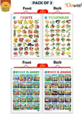 GO WOO Packof2|2 IN 1 FRUITS&VEGETABLES&2IN 1 BENNY ISANGRY AND BENNY IS JEALOUS Charts(Purple)