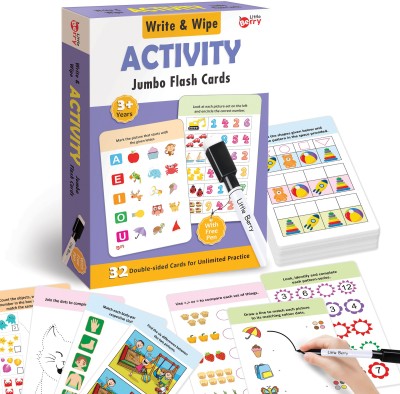 Little Berry ACTIVITY Write & Wipe Jumbo Flash Cards (With Marker Pen) - Educational Toy(Multicolor)