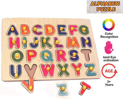 Plus Shine New Arrival Wooden Alphabet Educational Board ABCD Alphabet matching toy Early Learning & Educational Toys 3D Wooden Capital Alphabet Puzzles Board Tray for Kids wooden craft with Knobs Digital Educational Puzzle Board for Kindergarten & Pre-School Toddlers Colourful Capital Letters A To 