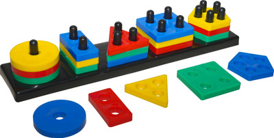 TechHark Stacking Toys Shape & Color Recognition Geometric Block Sorting Toys For Rs. 99 @ 88 %