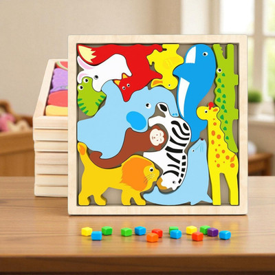 VHD Multicolor Wooden Animal Puzzle – Fun & Educational Toy for Kids AW26(1 Pieces)