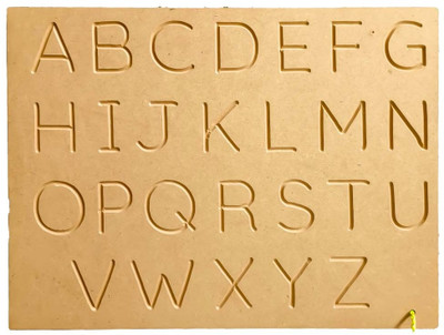 REWASHREE CRAFT WORLD Wooden Alphabet Uppercase ABC Letters Board with Pencil for 2 Yr Old Kids(Brown)