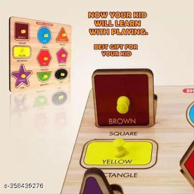 Shreevi wooden shapes board puzzle learning and educational kids games puzzle(Multicolor)