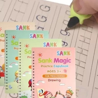 Shiv Magic Practice Copybook Number Tracing Book For Preschoolers With Pen, Magic Calligraphy Copybook Set Practical Reusable Writing Tool Simple Hand Lettering ( 8 Book + 20 Refill + 2 Pen + 2 Grip) ( Hardcover, China)(Hardcover, spiral, Generic)