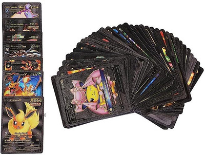 ZUNBELLA Waterproof 55pcs Pokemon Black Foil Card Box V Series Vmax Gx Playing Card(Multicolor)