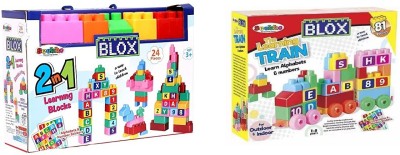 Seekho Blocks Toy Set for Kids + Alphabet & Numbers blocks for kids 2 in 1 combo(White)