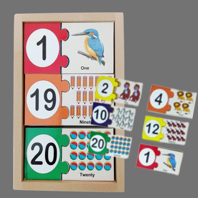 Toyjos Wooden Counting Puzzle – Match and Learn Numbers (20 Pieces)(Multicolor)