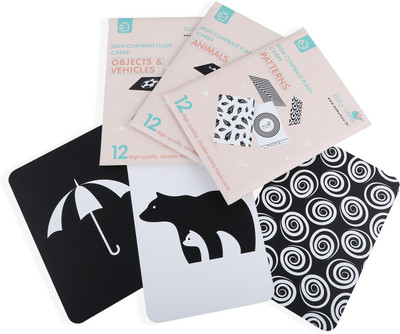 Baby Moo High Contrast Flash Cards 36 Cards - Bundle of Animals And Objects And Vehicles.(Black, White)