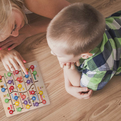 SHALAFI Activity Matching Games ABC 26 Letters Learning Toys Board Educational Puzzle(Beige, Multicolor)
