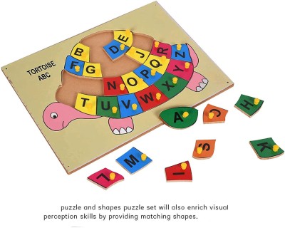 SHALAFI English Alphabets Matching Puzzles Games Tortoise Shape ABC Board Learning Toys(Beige, Multicolor)