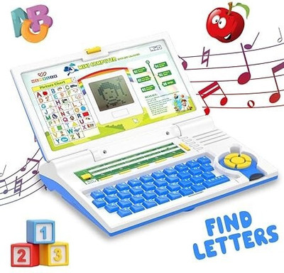 JR CLUB Educational Computer ABC and 123 Learning Kids Laptop with LED Display and Music(Blue)