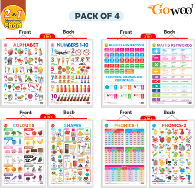 GO WOO Pack of 4 ALPHABET&NUMBER1-10NUMBER&FRACTIONSMATH KEYWORDCOLOURS&SHAPES AND MORE(Orange)