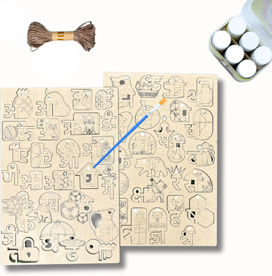 Ansoz Wooden Hindi Alphabets Paint & Hanging DIY Activity Kit:(Multicolor)