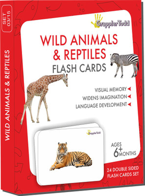 Grapplertodd Early Learning - Wild Animals & Reptiles Flashcards(Multicolor)