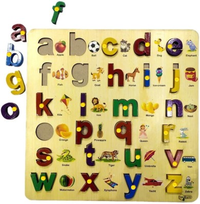 Plus Shine Educational Learning Toys Cube English Small Alphabet & Number Board Puzzles(Beige, Multicolor)