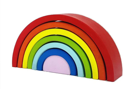 giraffe play store 7 PC Rainbow Stacker Wooden Stacking Toy Round Stacking(Multicolor)