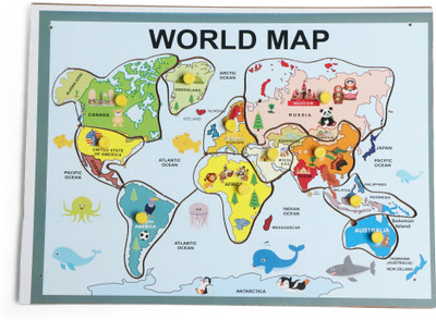 kajal entra prises World Map Wooden Puzzle Learning Toy for Kids- Educational Geography Toy(Multicolor)