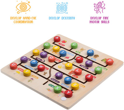 PopPlop Alphabet ABC Letters Matching Maze Board for Kids Tracing Game Learning Puzzles(Beige, Multicolor)