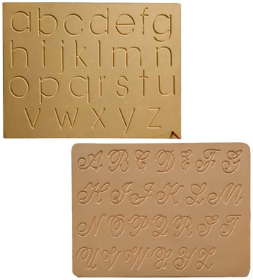 REWASHREE CRAFT WORLD Alphabets Small & Capital Cursive Wooden Tracing Board with Pencil for Kids(Brown)