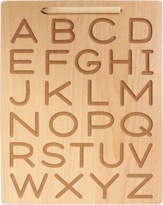CloudTech Wooden Dual Side Upper & Lower Case Alphabet Writing Practice Tracing Board(Beige)