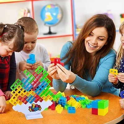 calyxia Swinging tower Stack Balance Building Block Interactive(Multicolor)