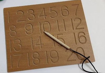 SHALAFI Handwriting Practice 1 to 20 Number Wooden Tracing Learning Board Slate for Kids(Beige)
