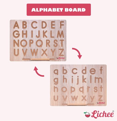 LICHEE Wooden Learning and Educational Capital & Small Alphabet Board Toys(Beige)