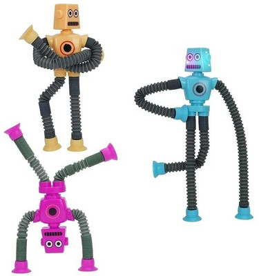 Globular Robot Men Pop Tube Fidget Sensory Stress Anxiety Relief Bendable Toy Pack of 3(Multicolor)