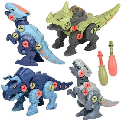 ParshvGroups DIY Dinosaur Toys, Pack of 4 Dinosaurs with Screwdrivers,(Multicolor)