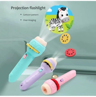 Toyporium Mini Projector Toy 3 Slids 24 Pattern Flashlight Torch for Kids Sleeping Story50(Multicolor)