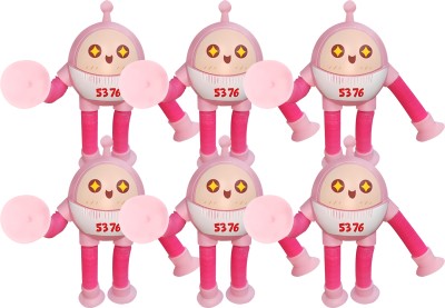 KIDOLOGY Telescopic Stretch Egg Suction Toy, Shape-Changing Stretch Tube ( 6 PCS )(Pink)