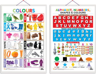 GO WOO Pack of 2 Colours and Alphabet, Numbers, Shapes & Colours Educational charts(Grey)