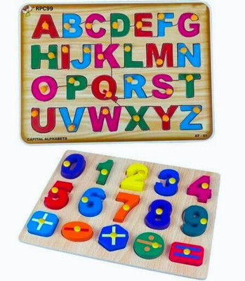Trends Maker Combo Wooden Learning Educational Board Alphabets,0To9 Numbers Counting,Kid(Multicolor)