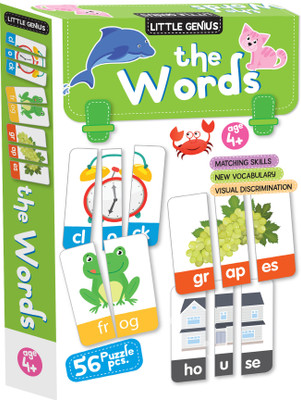 HELLO FRIEND Little Genius The Words- Play and Learn First Words with 56 Puzzle Pieces(Multicolor)