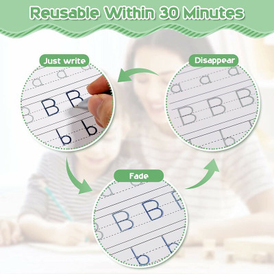ZURU BUNCH 4 Packs Sank Magic Practice Copybook For Kids Reusable Writing Practice Workbook-Alphabet - Number - Math - Drawing (Drawing Book With Pen)(Hardcover : Spiral, ourprice)