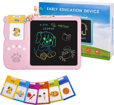 Ridhimani Double Side Talking Flashcards Toys with 224 Words & LCD Writing Screen for Kids(Pink)