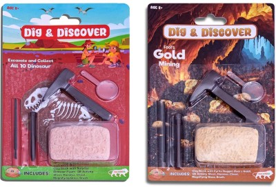 Kimon Toys Excavation of Gold and Dino with Pyrite Nugget and Dino, Fun Education Toys(Multicolor)