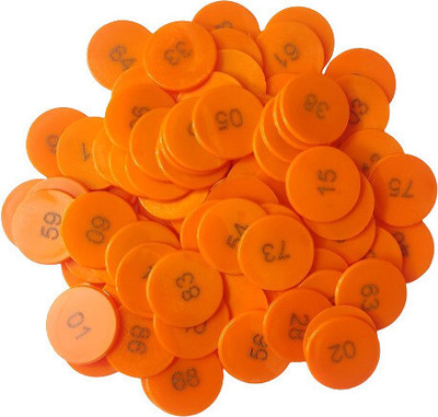 MOREL EMBOSSED 1 TO 100 NUMERICAL PLASTIC TOKEN COIN(31MM) FOR SHOP BOARD GAMES,SCHOOL(Orange)
