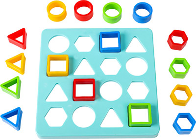 Nafhotoz Early Learning Square Blue Puzzle | Montessori Shape Sorting Educational Toy(Multicolor)