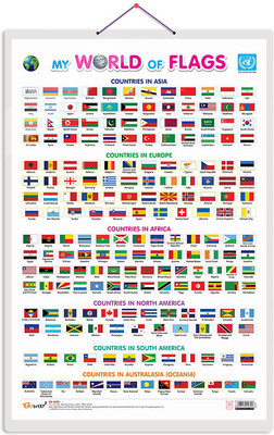 GO WOO My World of Flags Educational chart with Big font and Dust resistant Lamination(Multicolor)