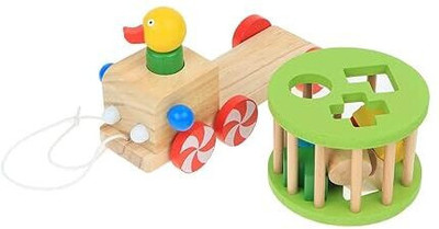 gugan toys Quack-tastic Fun: Wooden Cartoon Duck Trailer Shape Matching Toy for Kids(Multicolor)