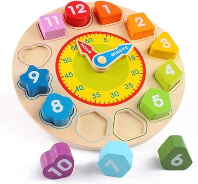 CountryLink Wooden Montessori Learning Puzzle Shapes, Colors & Math Fun for Toddlers & Kids(Multicolor)