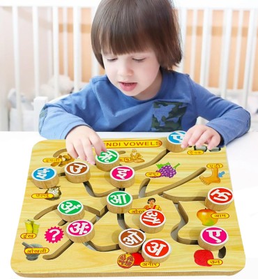 FORSIKHA Wooden Matching Games Hindi Vowels Letters Learning Toys Board Maze Puzzle(Beige, Multicolor)