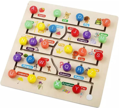 PopPlop ABC Board Jigsaw Game Tracing Learning Puzzle Learning ABC Matching Puzzle Toys(Beige, Multicolor)