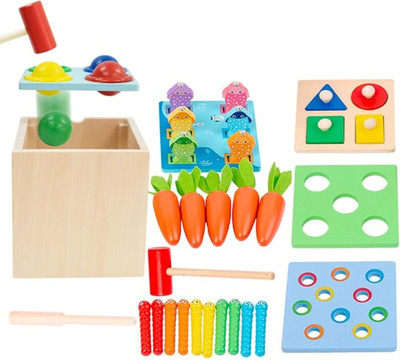 Monty Maestro 5 in 1 Wooden Toy(Multicolor)