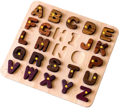 SHALAFI Wooden Alphabets Puzzle Board Learning Toys in Alphabets and Numbers Blocks(Multicolor)