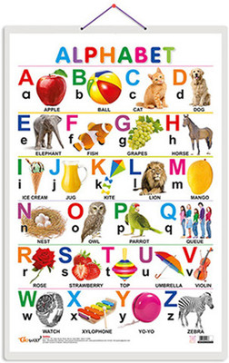 GO WOO Alphabet Educational chart with Big font and Dust resistant Lamination(White)