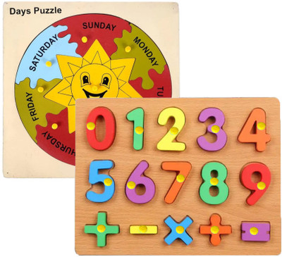 BUY SURETY Combo Week Days Name Matching Puzzle + 0to9 Counting Toys Mathematical Sign(Multicolor)