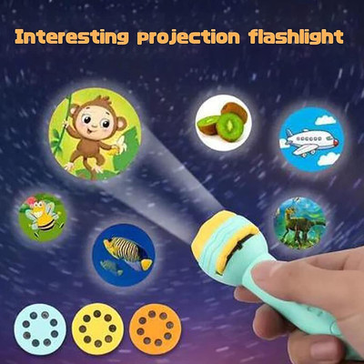 Chigy Wooh Mini Slide Projector Flashlight Torch, Kids Projection Lamp Education(Multicolor)